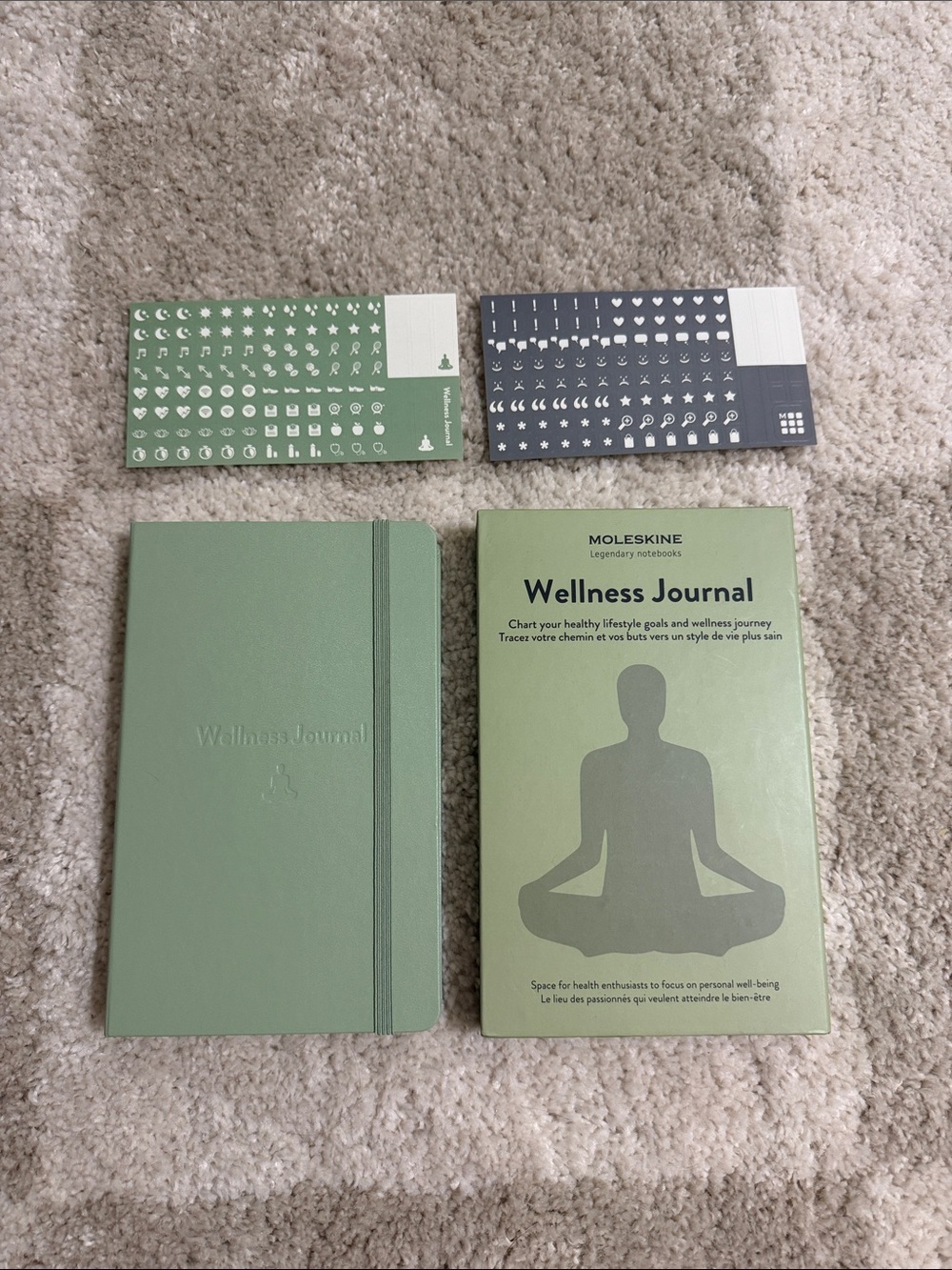 Moleskine Wellness Journal New in Box in Sage Green with Sticker Sheets